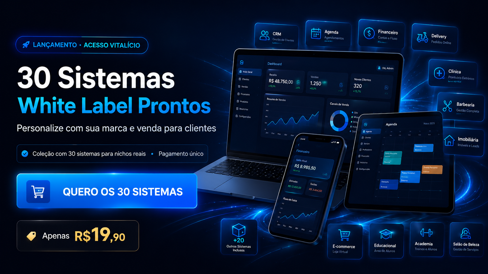 30 Sistemas White Label Prontos — Coleção completa de sistemas SaaS